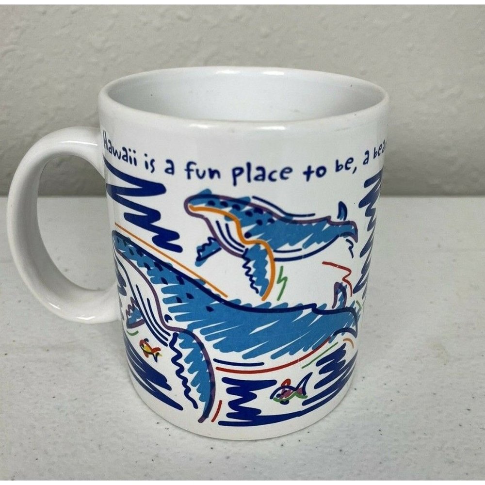 Vintage 90s Island Heritage Coffee Mug Jui Lien Marine Life Cup Hawaii Souvenir